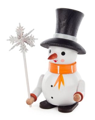 Miniatur Schneemann Gustav mit Schneekristall" H: 8cm NEU Holzfigur Holzminiatur