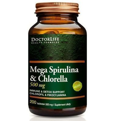 Doctor Life Bio Spirulina & Chlorella 500mg, 200 Tbl