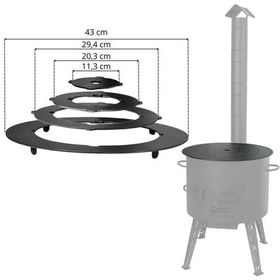 Adapter - Ringe für Eintopfofen 38-42 cm Utschak Herdplatte für Feuerkessel Kasan