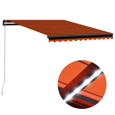 vidaXL Markise Manuell Einziehbar LED 350x250 cm Orange & Braun