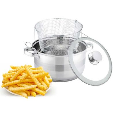 Frittiertopf 6,5L Friteuse Frites Frittierpfanne Fritöse Edelstahl Pommestopf