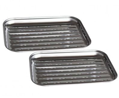 Grillschale Edelstahl wiederverwendbare Grillpfanne - 2er Set