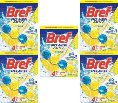 Bref Power Activ WC-Reiniger, 50 g, 5er Pack - Zitrone - WC Hänger