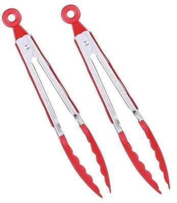 Servierzange rot 26cm - Edelstahl mit Silikongriffeinlagen