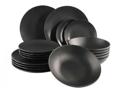 18tlg. Tellerset / Dinnerset Black London schwarz