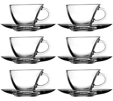 12tlg. Set Tassen mit Unterteller Penguen Teetassen Kaffeetassen Glas