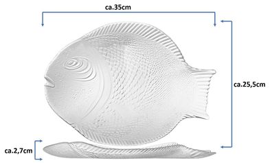 6 x Fischteller / Fischservierplatte Glas versch. Größen zur Auswahl