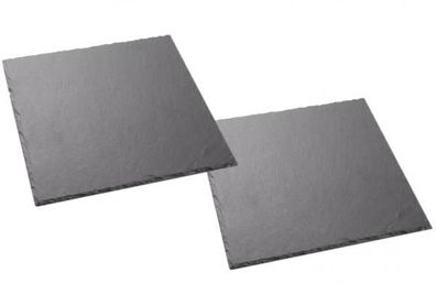 Schieferplatten 25 x 25cm - 2er Set quadratisch Käseplatte Untersetzer