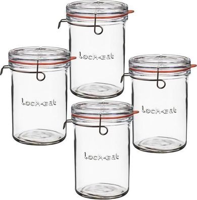 Lock-Eat Einkochglas 1000ml mit abnehmbarem Bügelverschluss Deckel - 4 Stück