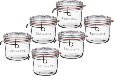 Lock-Eat Einkochglas 500ml mit abnehmbarem Bügelverschluss Deckel - 6 Stück