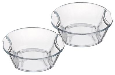 Kleine Glas Auflaufform rund / oval 16cm x 15,5cm - 2er Set - 0,6L