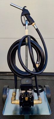 230V Umfüllpumpe Ölpumpe 2 rädriger Fahrwagen Schläuche Zapfventil max 50l min