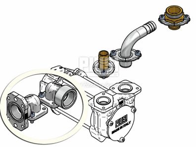 90Grad Winkel 1 Zoll IG mit Flansch für Piusi Dieselpumpe Betankungspumpe BP3000