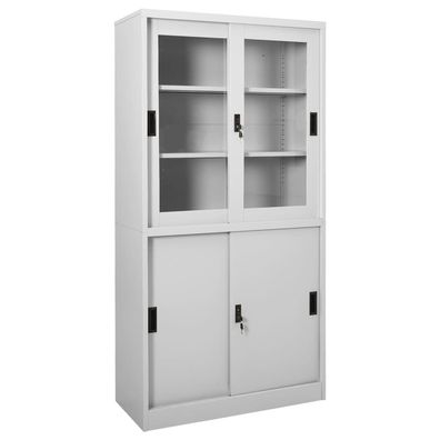 vidaXL Büroschrank mit Schiebetür Hellgrau 90x40x180 cm Stahl