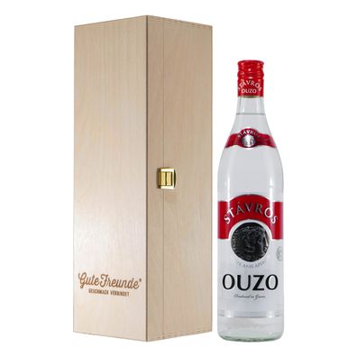 Stávros Ouzo - Anis mit Geschenk-Holzkiste