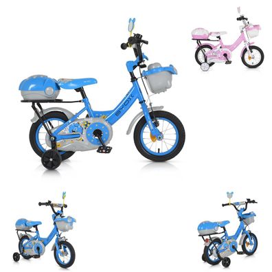 Byox Kinderfahrrad 1202 12 Zoll mit Stützräder, Körbe, Rückspiegel, Klingel