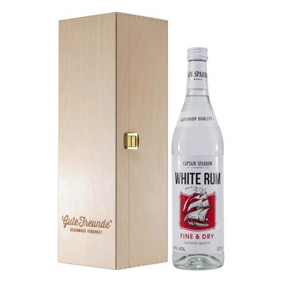 Captain Sparrow White Rum mit Geschenk-Holzkiste