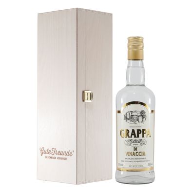 Grappa di Vinaccia Bianca 0,7L mit Geschenk-Holzkiste