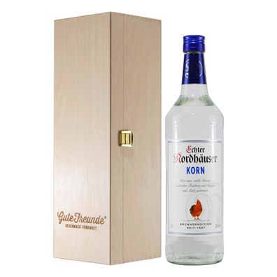 Echter Nordhäuser Korn 1L mit Geschenk-Holzkiste