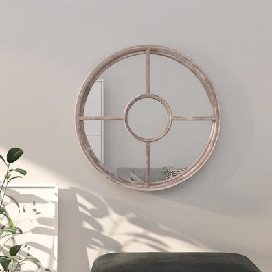 vidaXL Spiegel Sandfarben 40x4 cm Eisen Rund für den Innenbereich