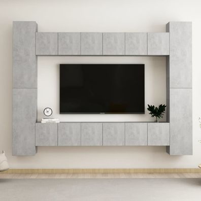 vidaXL 10-tlg. TV-Schrank-Set Betongrau Holzwerkstoff