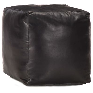 vidaXL Pouf Schwarz 40 x 40 x 40 cm Echtes Ziegenleder