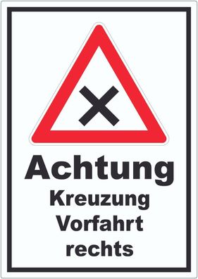 Aufkleber Achtung Kreuzung Vorfahrt rechts