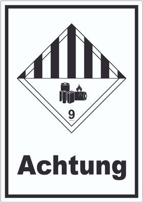 Aufkleber Achtung Lithiumbatterien Achtung Gefahrgutklasse 9a