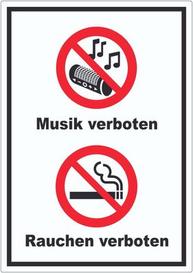 Aufkleber Musik und Rauchen verboten