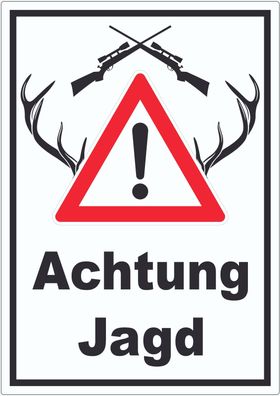 Achtung Jagd Gewehr Schild hochkant