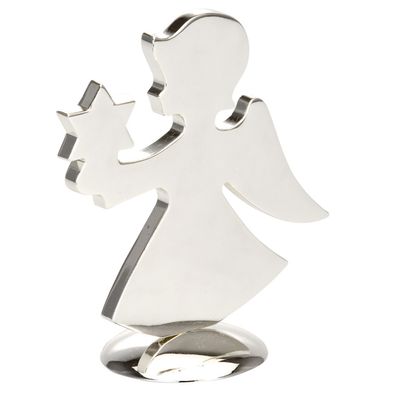 kleiner glänzender versilberter Deko Engel 10.5 cm hoch