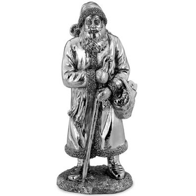 Deko Weihnachtsmann Figur 30 cm Kunststein silberne Dekofigur Weihnachten Advent