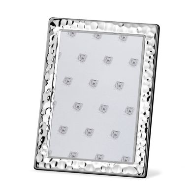 Fotorahmen 10x15 cm versilbert gehämmert Bilderrahmen Silberrahmen Samtrückwand