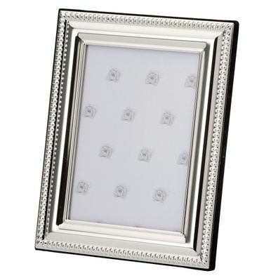 Fotorahmen 20x25 cm Perlrand-Tischrahmen versilbert Bilderrahmen mit Samtrücken