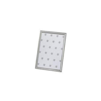 Bilderrahmen 9 x 13 cm versilbert Perlrand Fotorahmen Samtrücken Fotoaufsteller