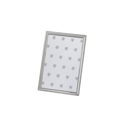 Mini Bilderrahmen 5 x 8 cm versilbert Perlrand Fotorahmen klein mit Samtrücken