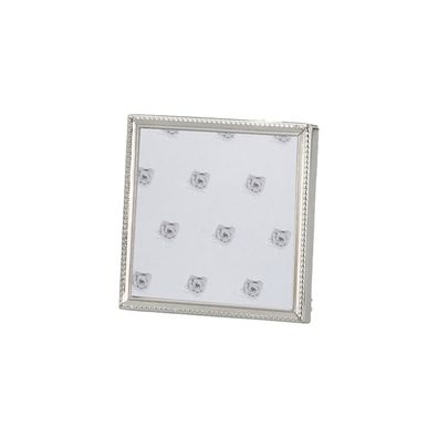Fotorahmen 9 x 9 cm versilbert quadratisch Perlrand Bilderrahmen mit Samtrücken