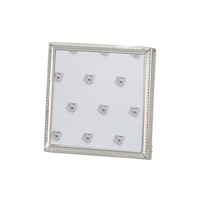 Fotorahmen 12x12 cm versilbert quadratisch Perlrand Bilderrahmen mit Samtrücken