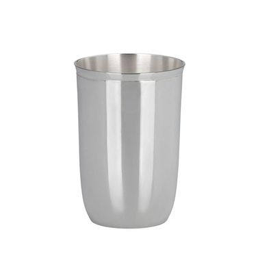 Großer versilberter hoher Becher 12.5 cm silberner Trinkbecher glatt poliert