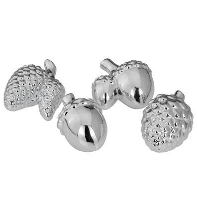 kleine silberne Deko Tannenzapfen & Nüsse im Set 4-teilig