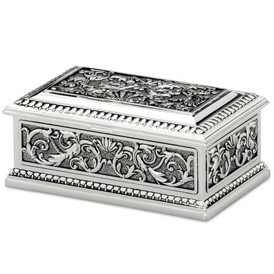 Schmuckdose 11 x 7 cm antik versilbert Schmuckkästchen mit Scharnier Schmuckbox