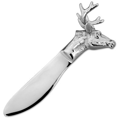 kleines glänzendes Edelstahl Buttermesser 13 cm Motiv Hirsch