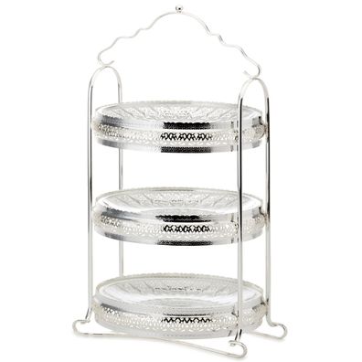 elegante hohe 3 stöckige Etagere mit Glasteller 45 cm