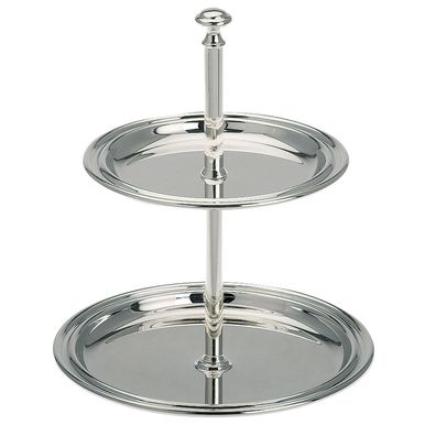 Etagere 2-stöckig 16 x Ø 14 cm versilbert Servierständer Stufentablett 2 Ebenen