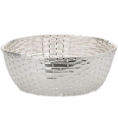 Frühstückskorb rund Brotkorb geflochten Brötchenkorb Gebäck 32 cm versilbert