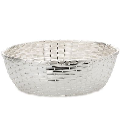 Frühstückskorb rund Brotkorb geflochten Brötchenkorb Gebäck 29 cm versilbert