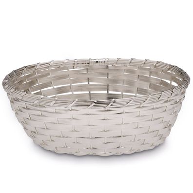kleiner runder geflochtener versilberter Brotkorb Ø 19.5 cm
