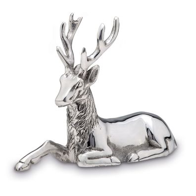 kleiner liegender Aluminium Deko Hirsch Höhe 15 cm