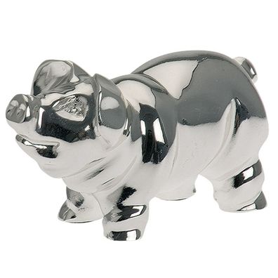 kleines versilbertes Mini Deko Glücksschwein 6 cm lang