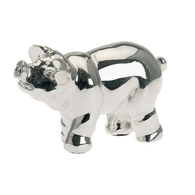 kleines versilbertes Mini Deko Glücksschwein 4 cm lang